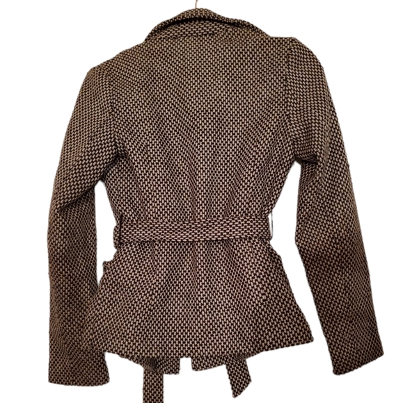 YUMI KIM BLACK AND WHITE WOOL BLEND WRAP JACKET - Picture 2 of 3